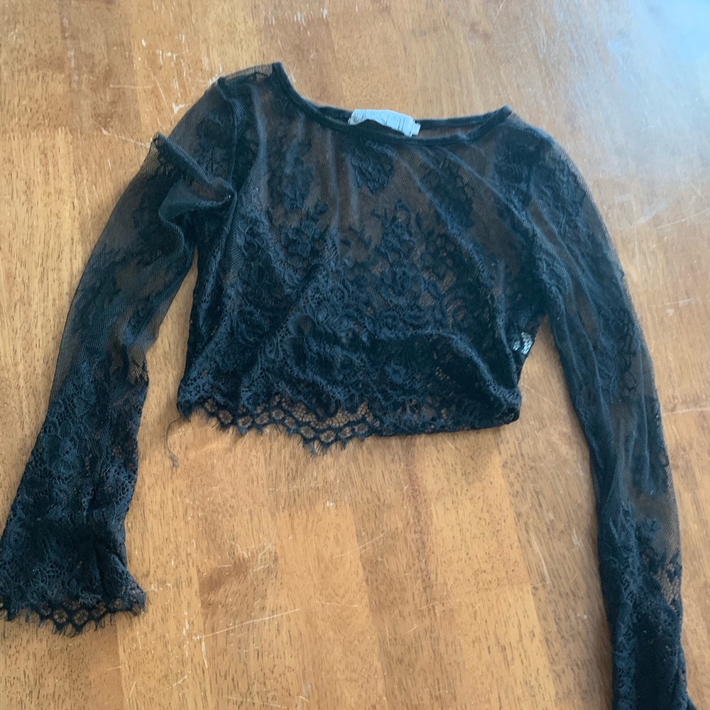 Black lace crop top from DollsKill